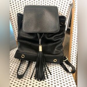 Milly Astor Tassel Leather Backpack in Black